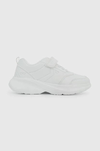 Zapatilla Escolar Deportiva Unisex Con Velcro Elástico Blanca