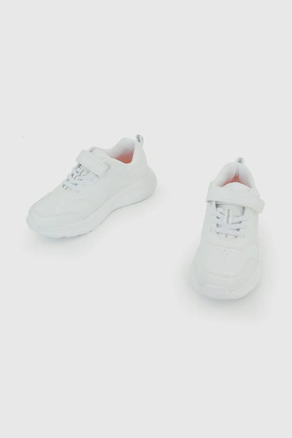 Zapatilla Escolar Deportiva Unisex Con Velcro Elástico Blanca