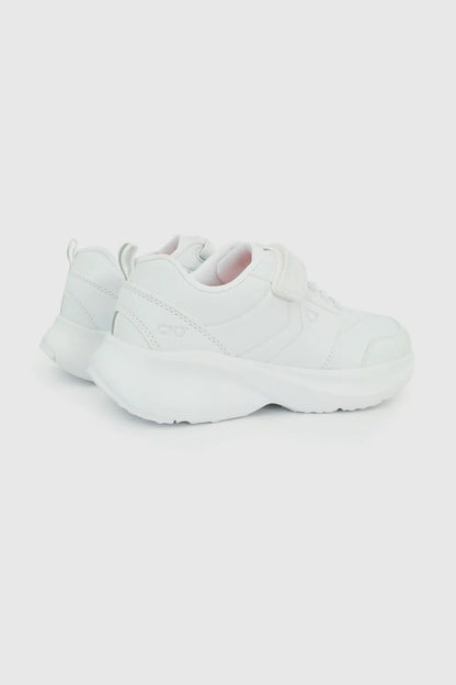 Zapatilla Escolar Deportiva Unisex Con Velcro Elástico Blanca