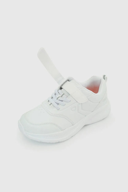 Zapatilla Escolar Deportiva Unisex Con Velcro Elástico Blanca