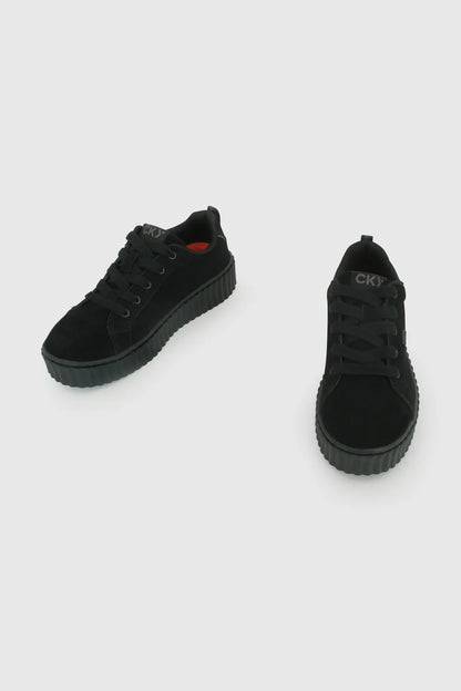 Zapatilla Escolar Niña Con Cordones Y Suela Antideslizante Negro