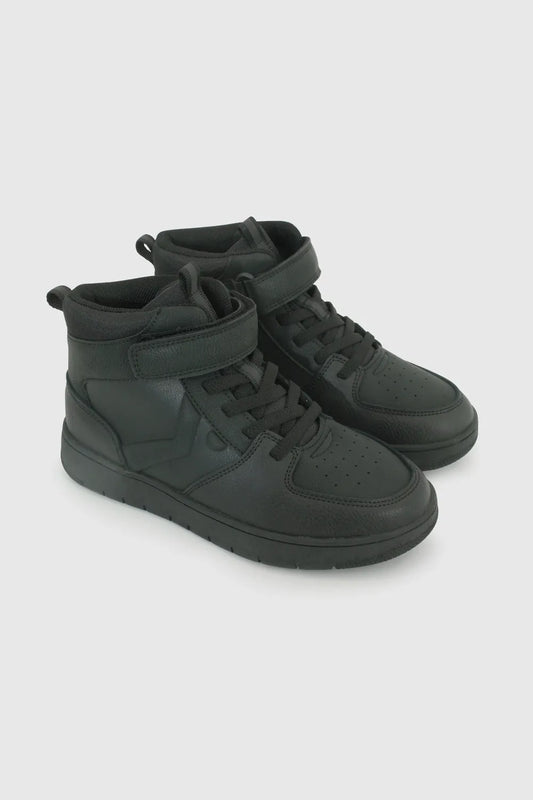 Zapatilla Escolar Unisex Con Velcro Elástico Negro