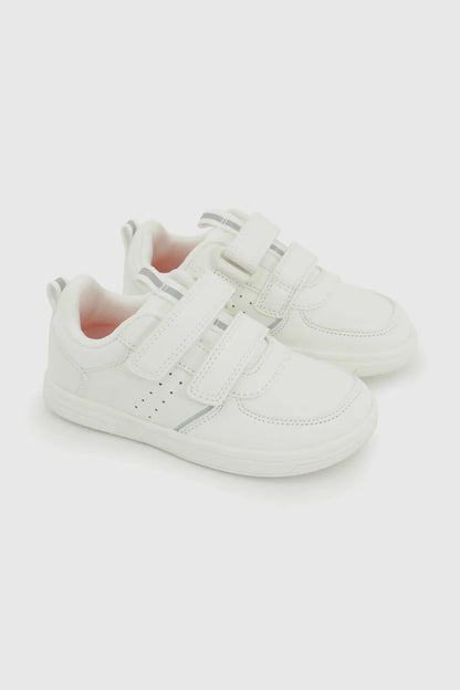 Zapatilla Escolar Unisex Con Velcros Blanco