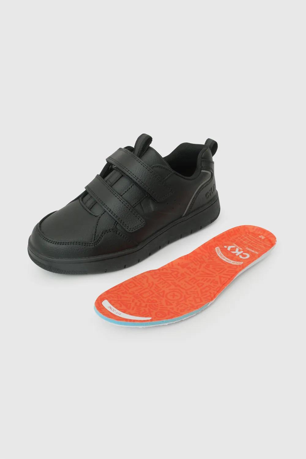 Zapatilla Escolar Unisex Con Velcros Negra