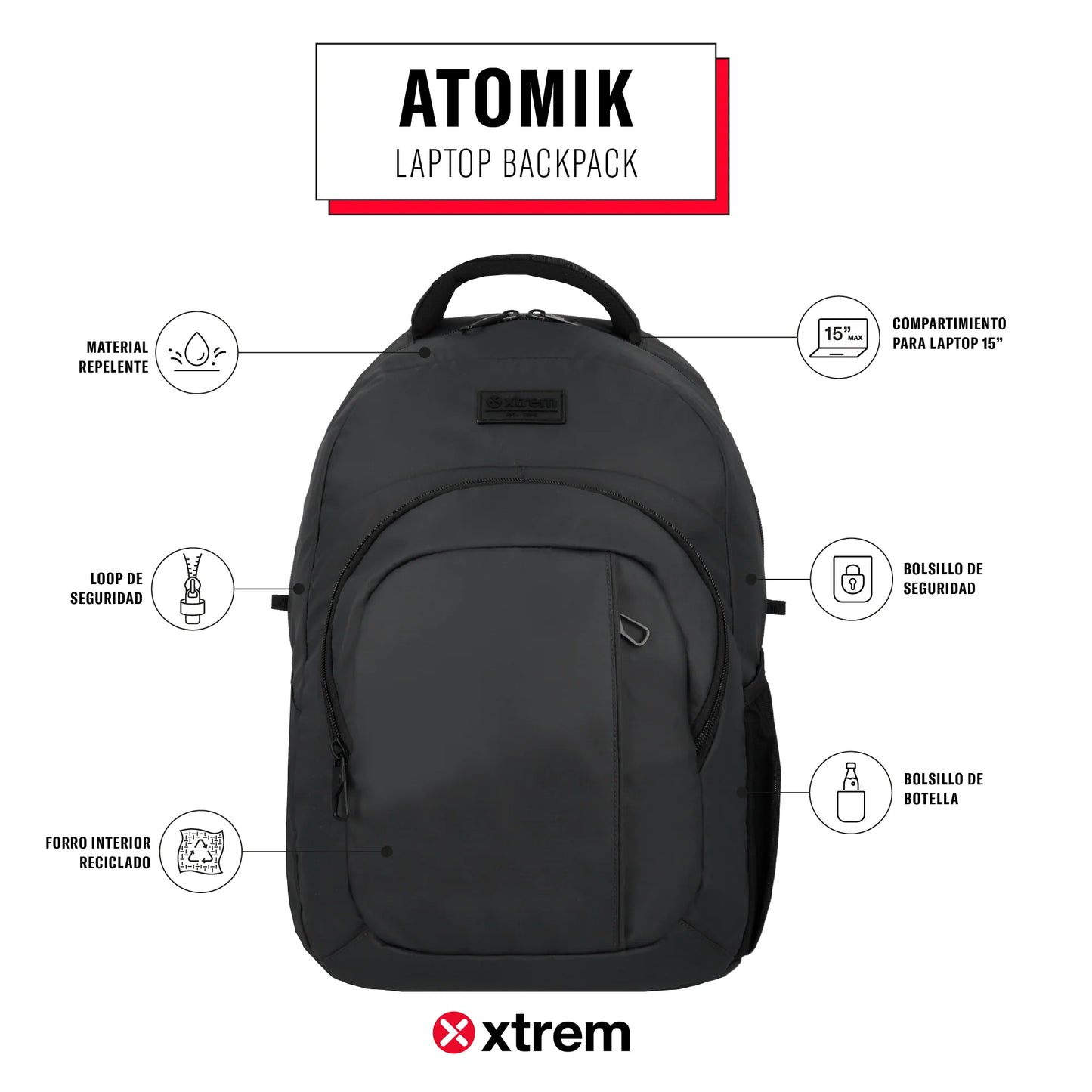 Mochila para notebook 15" Atomik negra