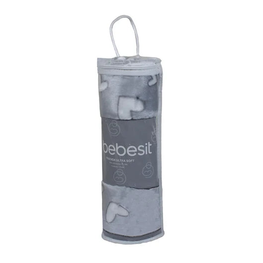 Frazada Ultra Soft Corazones 80x110cm Gris