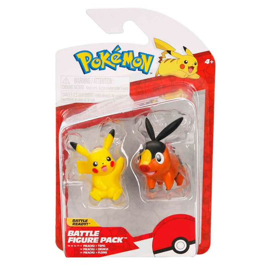 Figuras Pokemon de Batalla 2 piezas Pikachu + Tepig