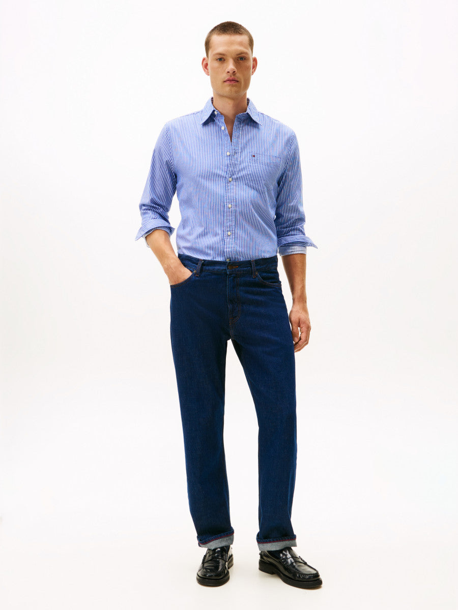 Camisa Hombre Regular Fit Stripe Twill Azul