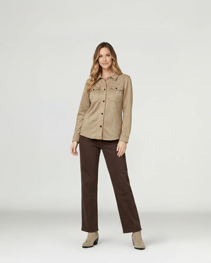 Camisa Mujer Emilia Relaxed Cuello Tipo Camisa Beige