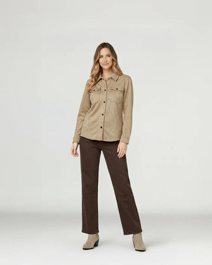Camisa Mujer Emilia Relaxed Cuello Tipo Camisa Beige