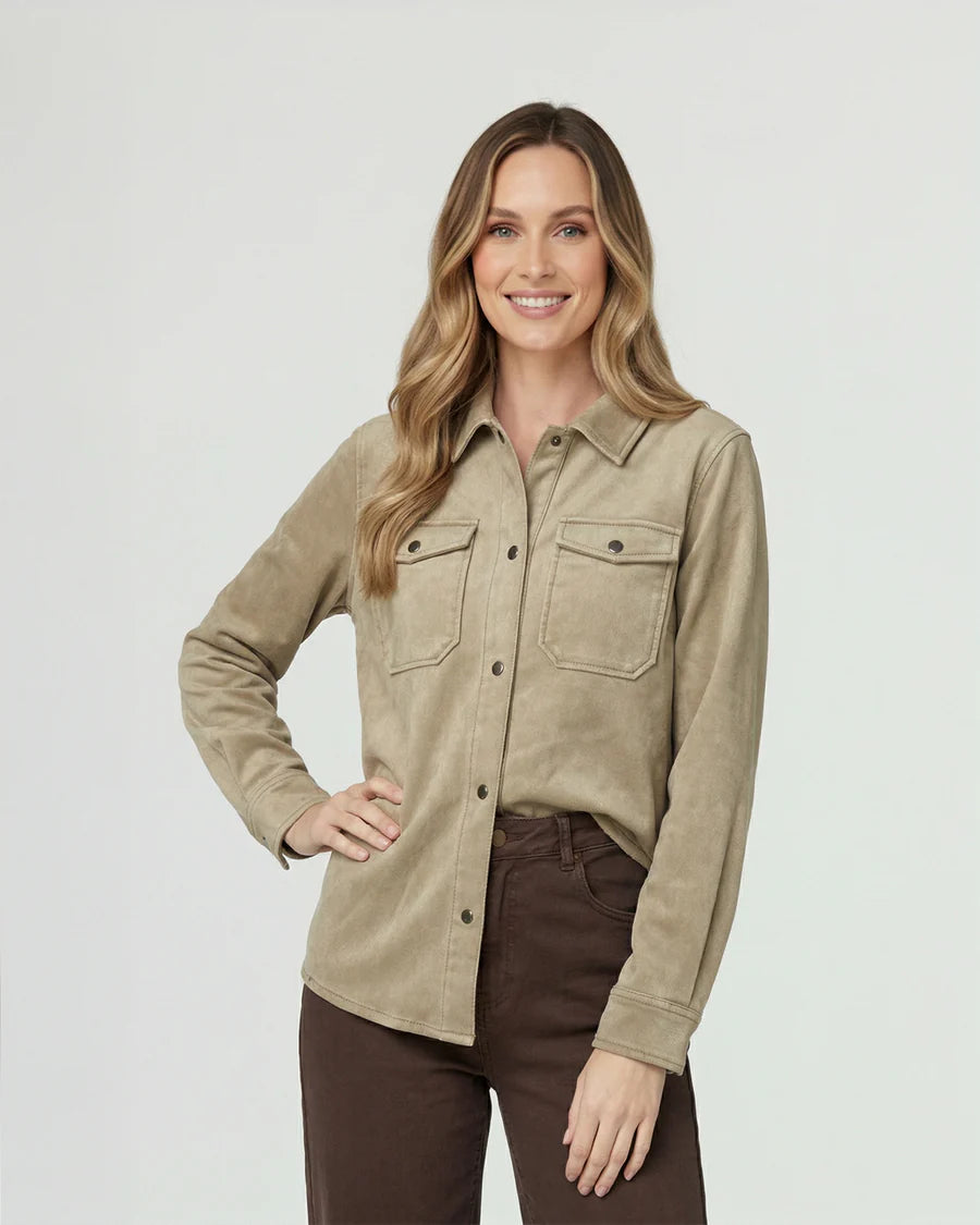 Camisa Mujer Emilia Relaxed Cuello Tipo Camisa Beige