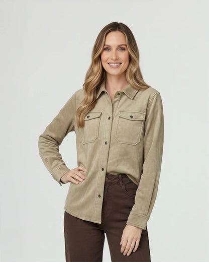 Camisa Mujer Emilia Relaxed Cuello Tipo Camisa Beige