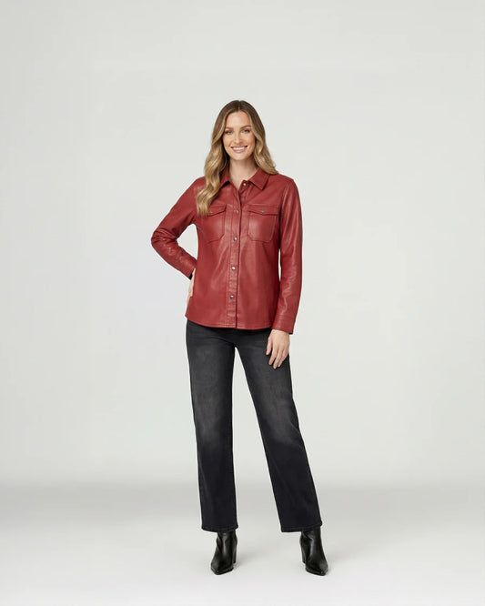 Camisa Mujer Emilia Relaxed Cuello Tipo Camisa Vino