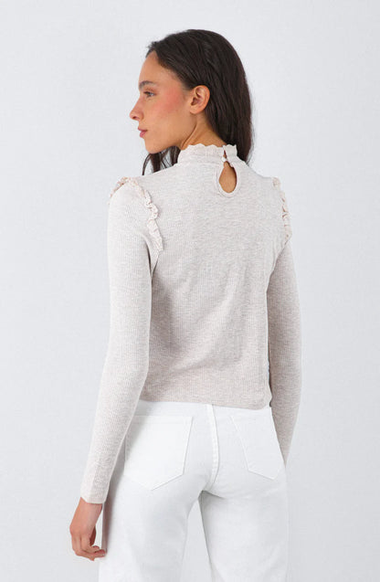 Polera Manga Larga Vuelos Beige