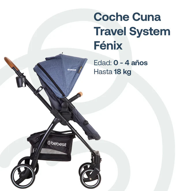 Coche Cuna Travel System Fénix Azul