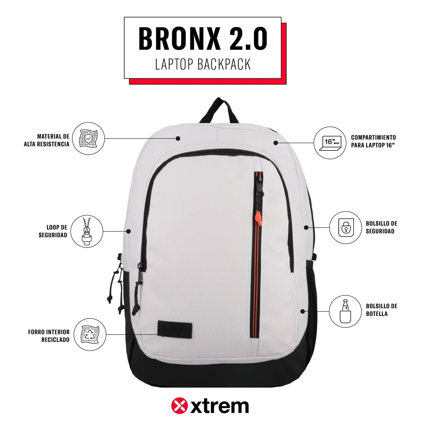 Mochila para notebook 16" Bronx 2.0 gris/naranja