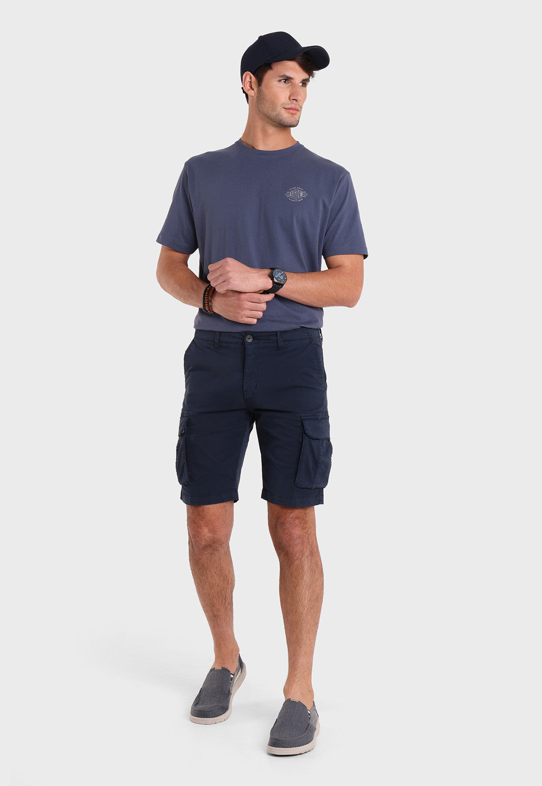 Bermuda Hombre Cargo Spandex Azul