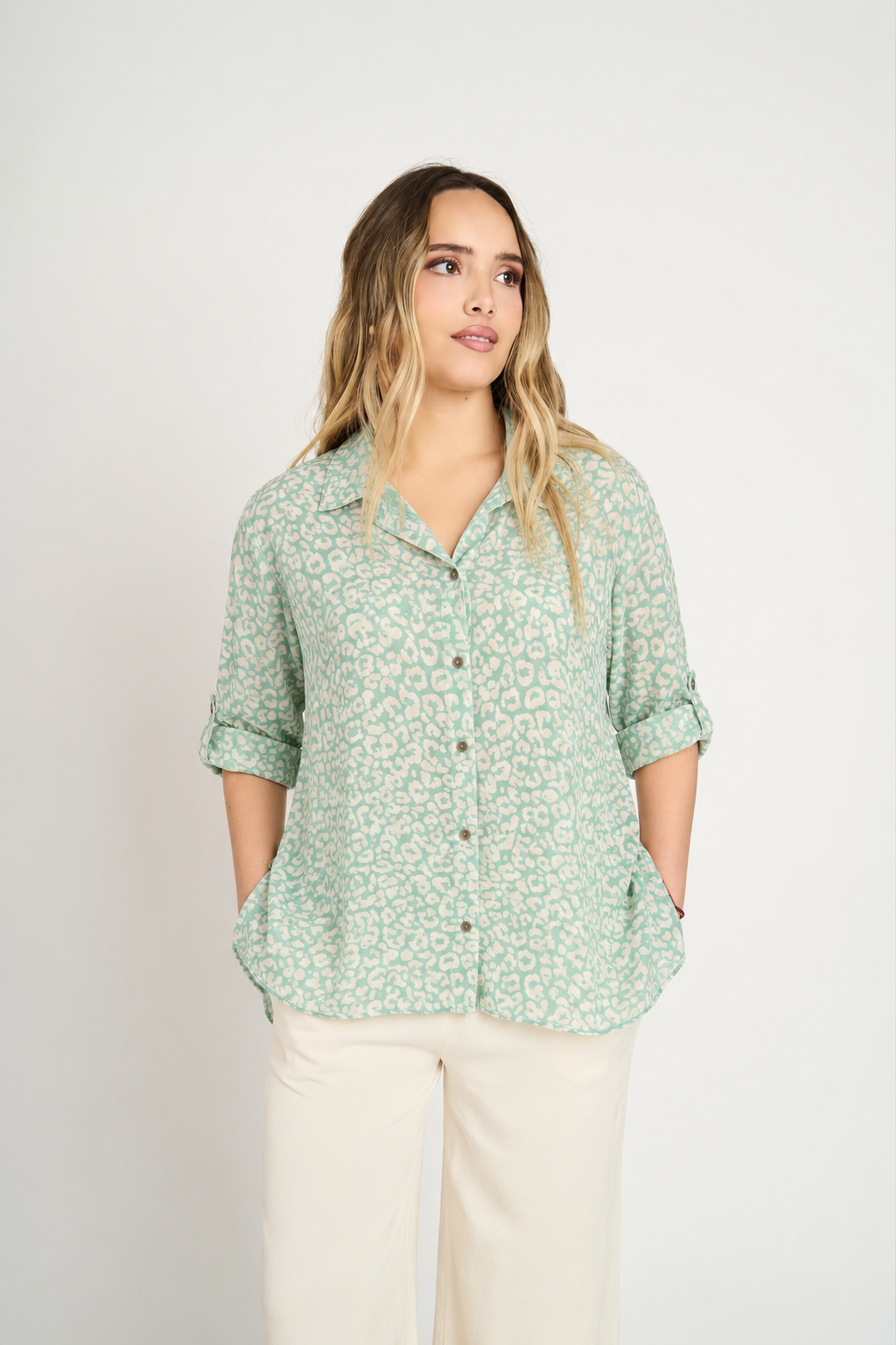 Blusa Silvia Manga Larga Mujer Agua