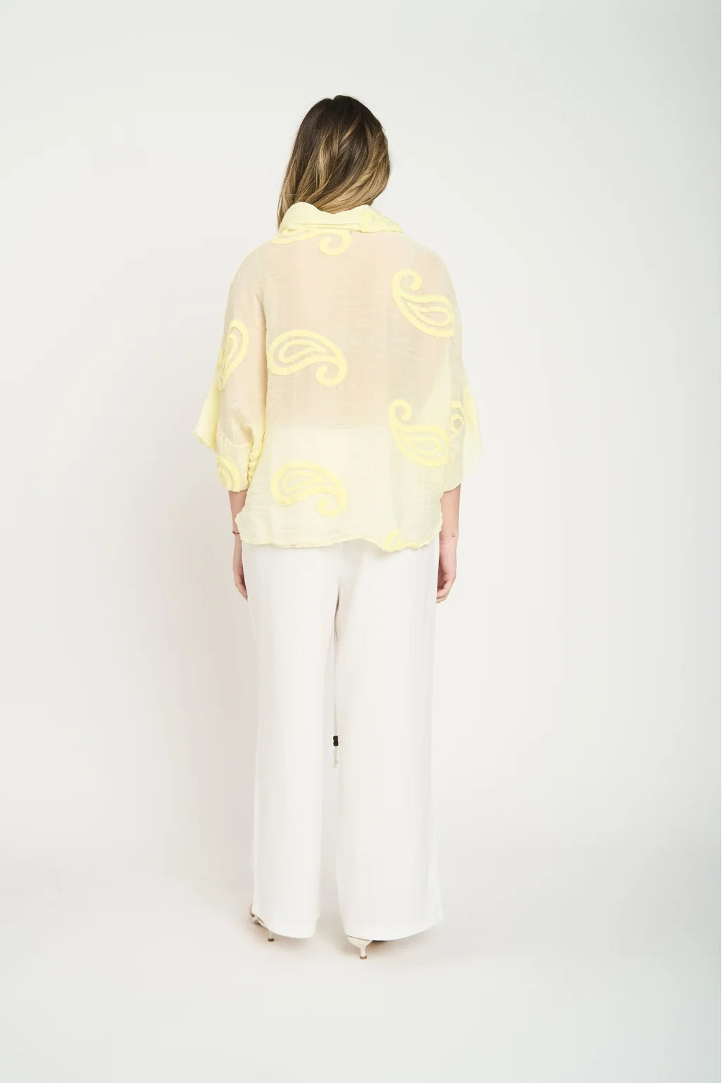 Blusa Mujer Cuello Con Solapa Amarilla