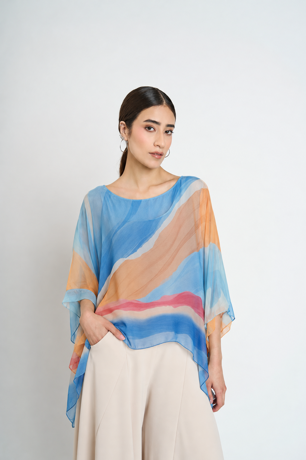 Blusa Manga Corta Mujer Cielo