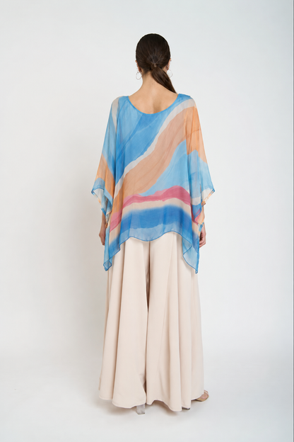 Blusa Manga Corta Mujer Cielo