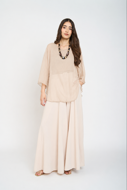 Blusa Antonia Cuello Redondo Mujer Beige