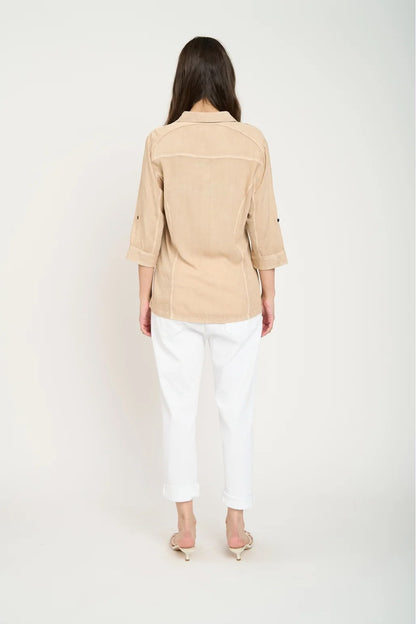 Blusa Manga Corta Serena Mujer Beige