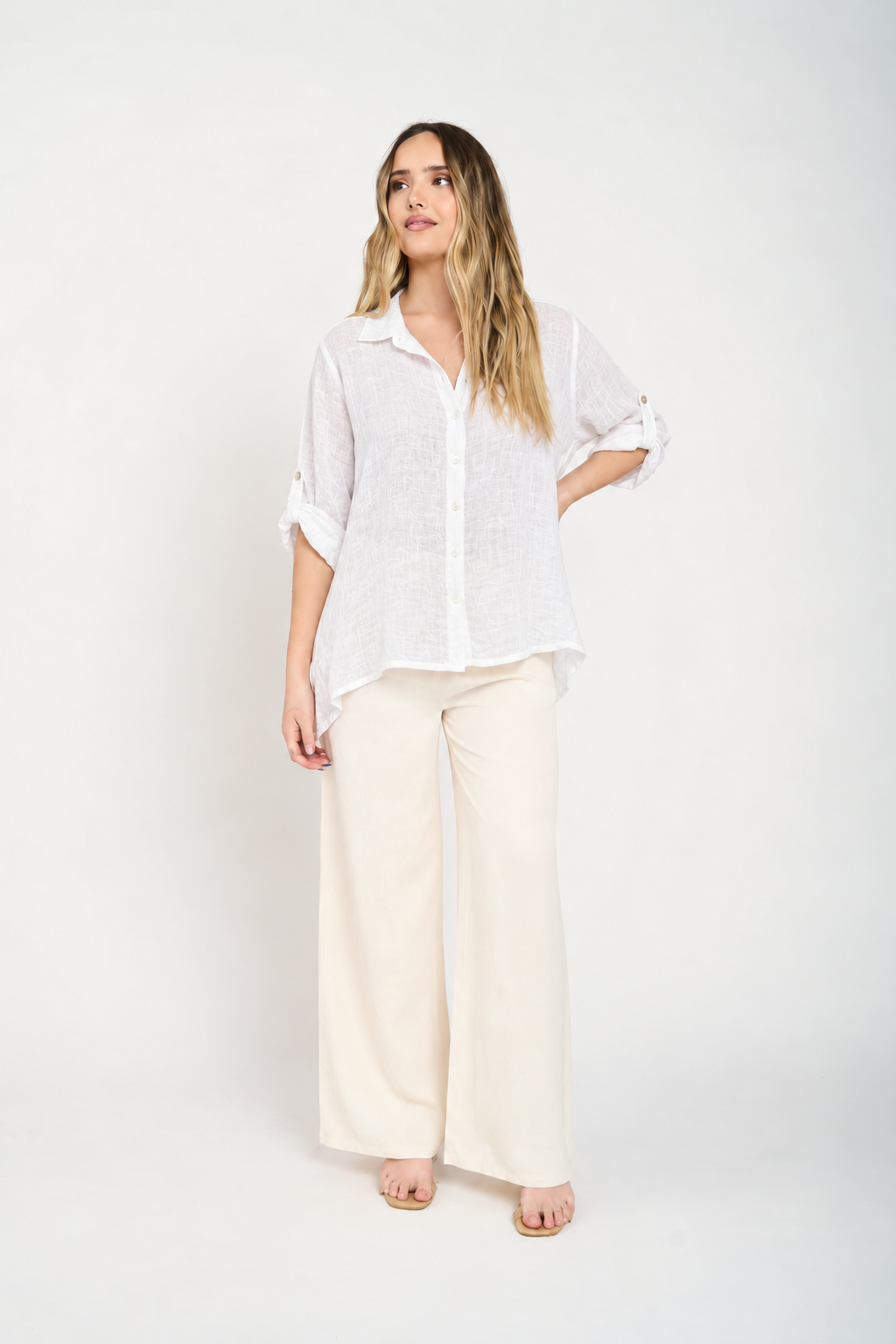 Blusa Manga Larga Mujer Blanca