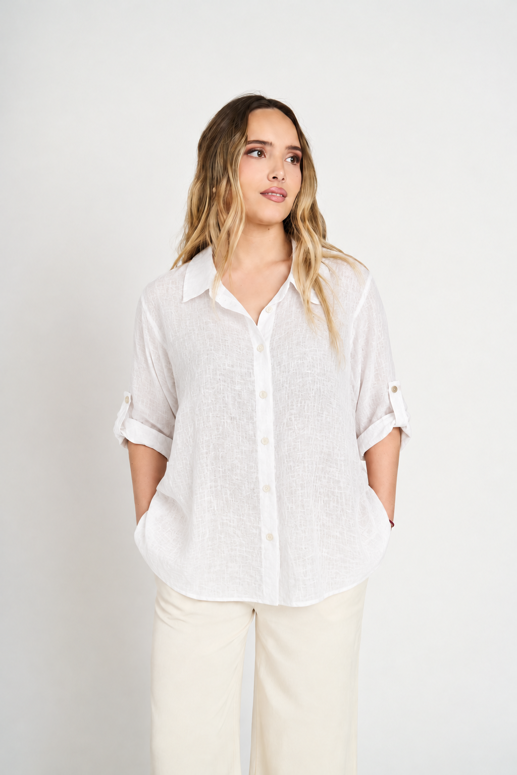 Blusa Manga Larga Mujer Blanca