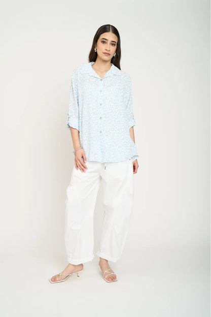 Blusa Silvia Manga Larga Mujer Cielo