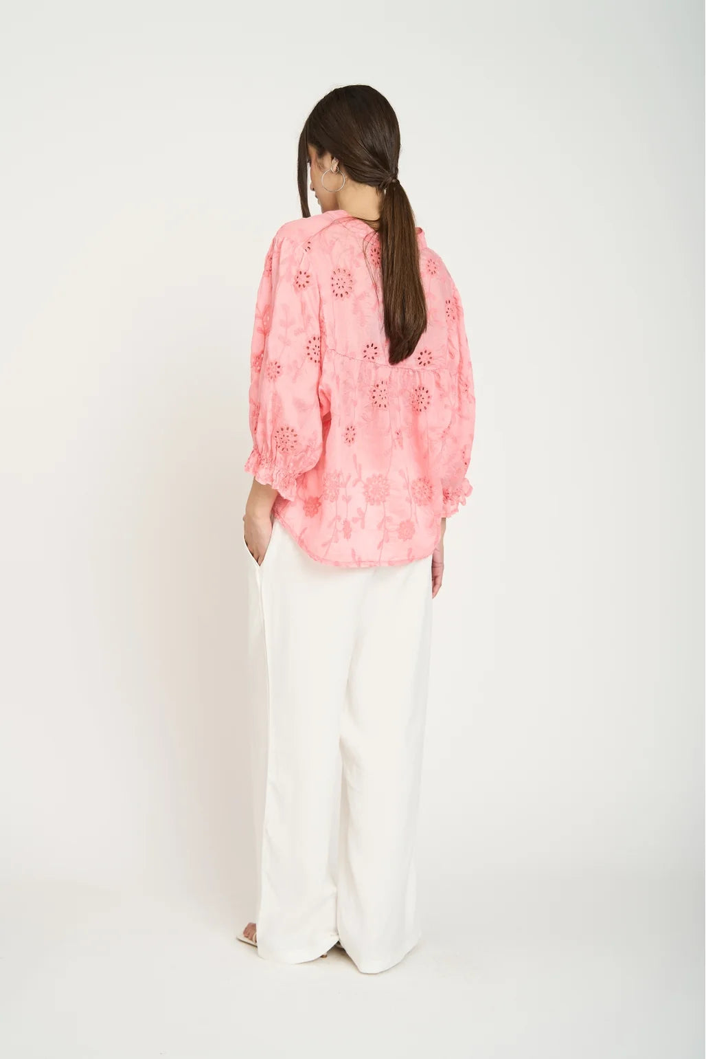 Blusa Renata Manga Globo Mujer Coral