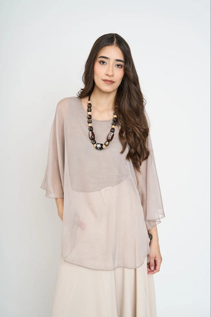 Blusa Antonia Cuello Redondo Mujer Fango