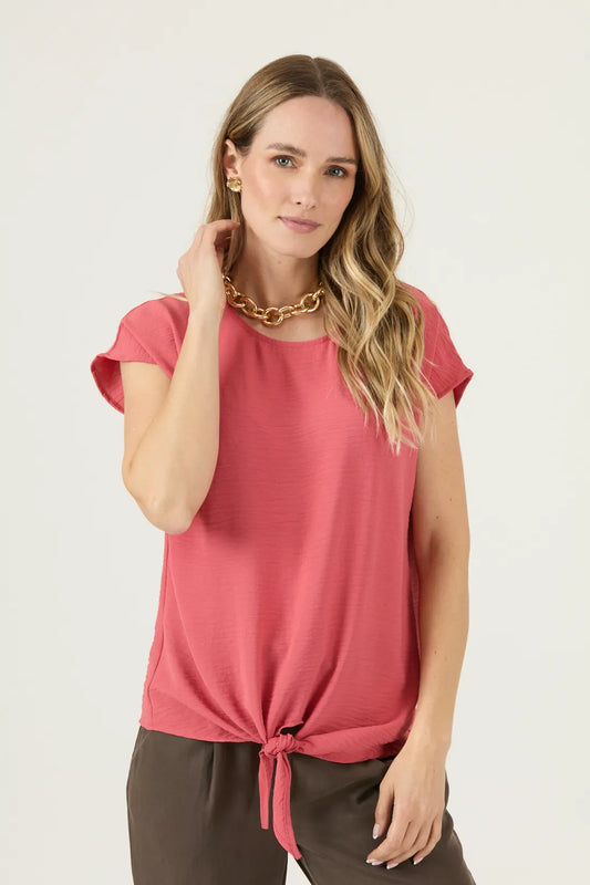 Blusa Mujer Sin Manga Nudo Coral