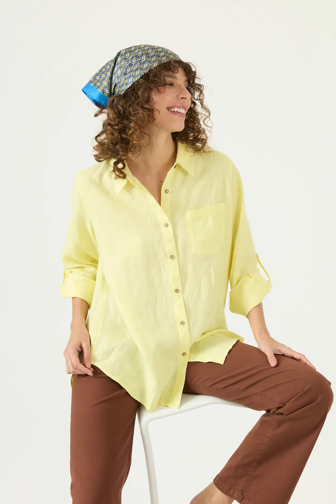 Blusa  Mujer Lino Amarillo