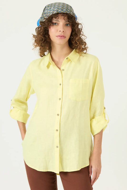 Blusa  Mujer Lino Amarillo