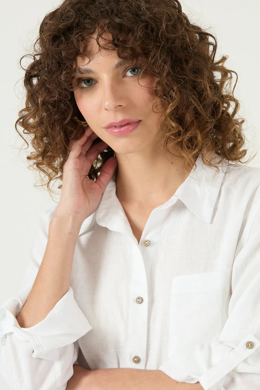 Blusa Mujer Lino Blanco