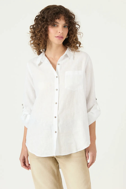 Blusa Mujer Lino Blanco