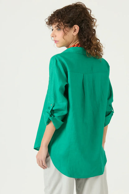 Blusa Mujer Lino Verde