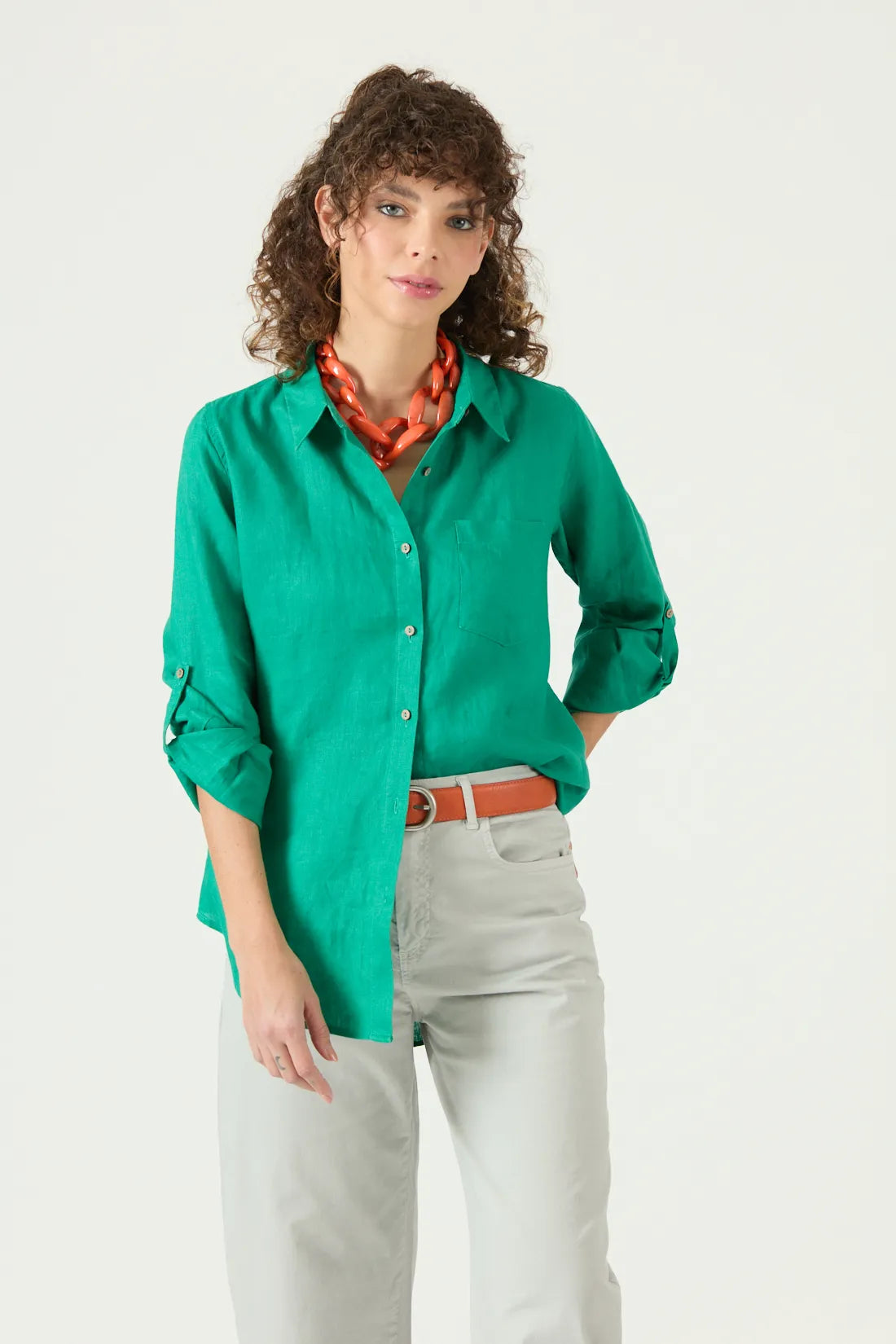 Blusa Mujer Lino Verde