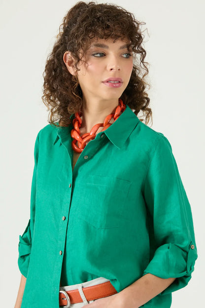 Blusa Mujer Lino Verde