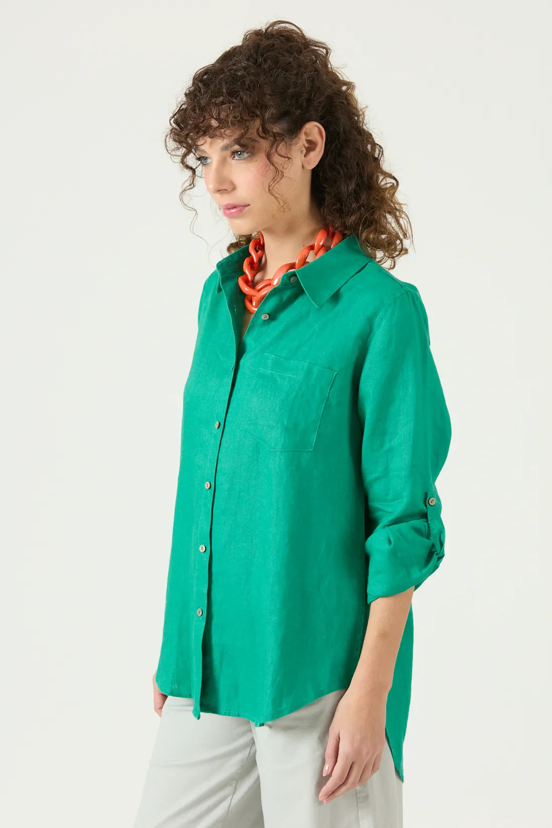Blusa Mujer Lino Verde