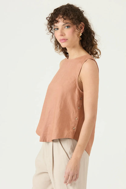Blusa Mujer Sin Mangas Cafe