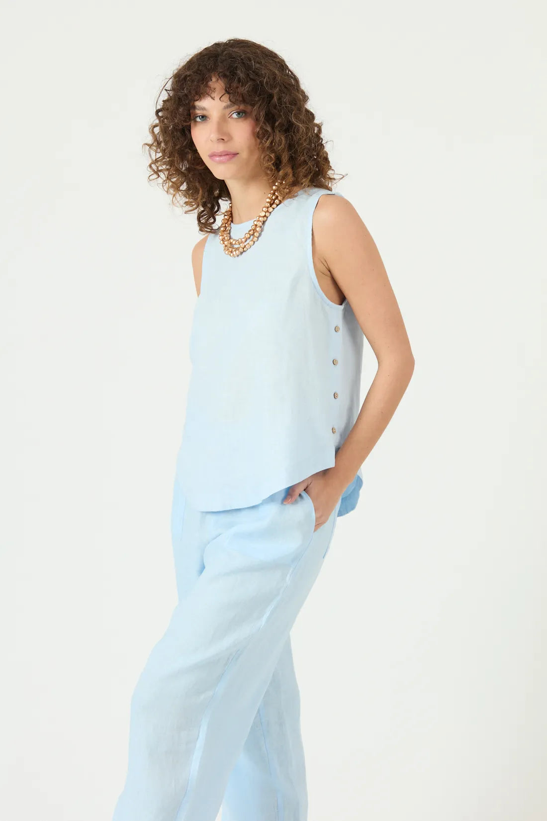 Blusa Mujer Sin Mangas Celeste