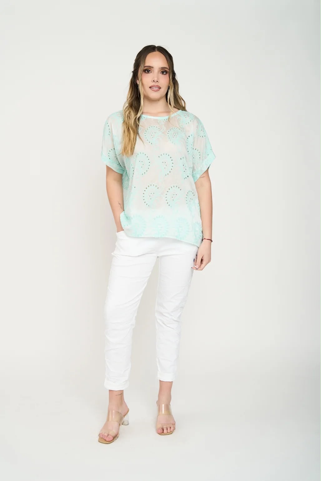 Polera Delfina Manga Corta Mujer Agua