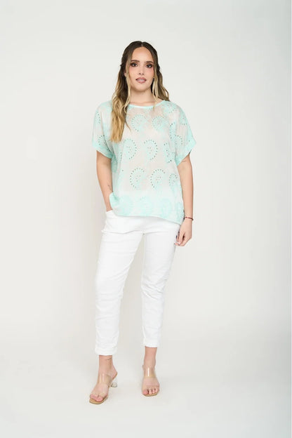 Polera Delfina Manga Corta Mujer Agua
