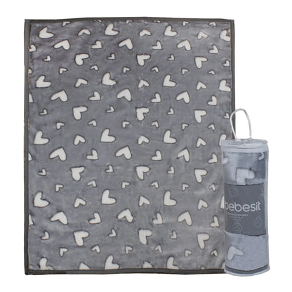 Frazada Ultra Soft Corazones 80x110cm Gris