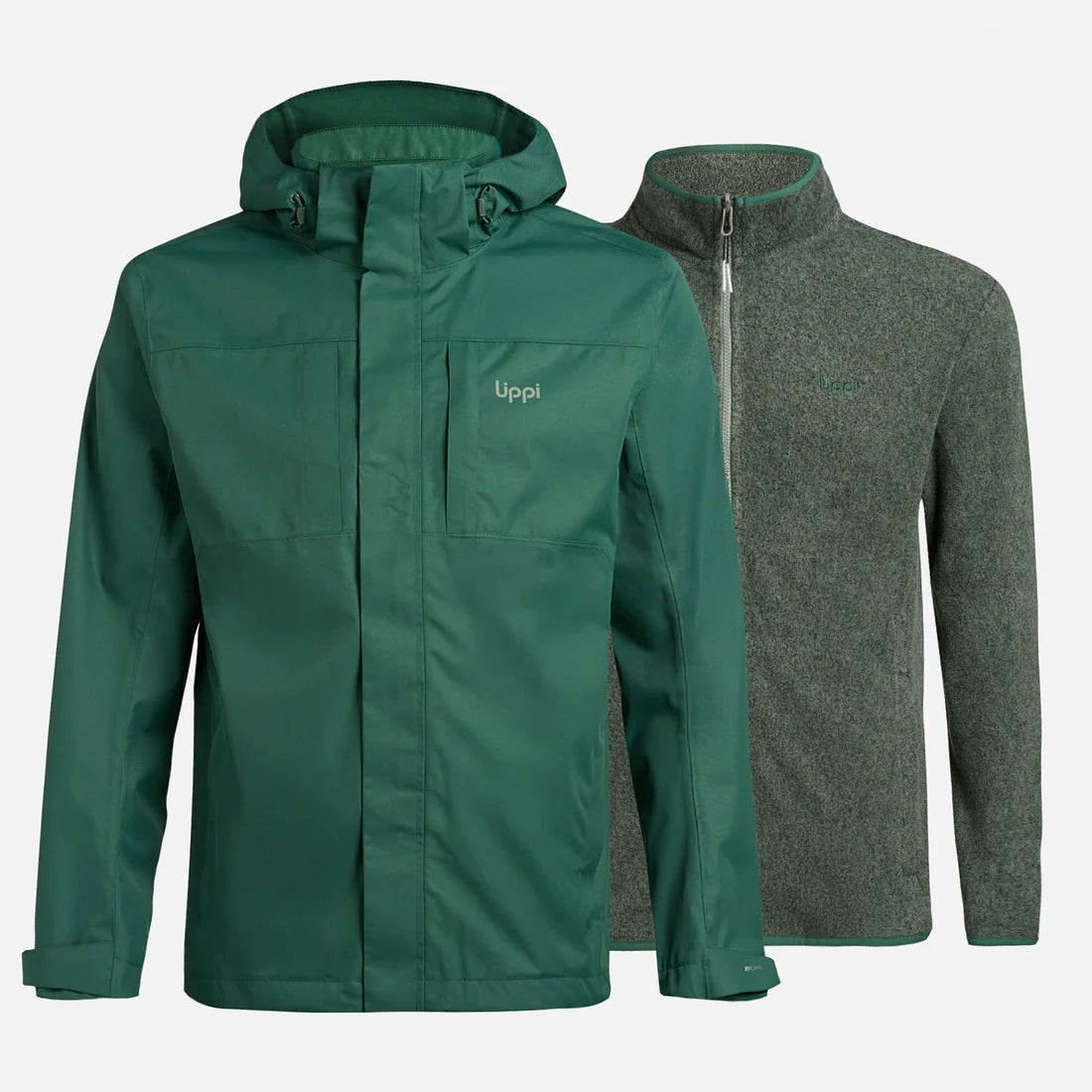 Chaqueta Hombre Tres Cruces Fusion-3 Hoody Verde Botella
