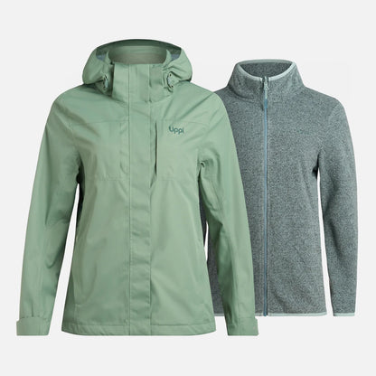 Chaqueta Mujer Tres Cruces Fusion-3 Hoody Jacket Jade Oscuro