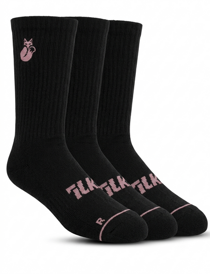 Tripack Calcetines Negro/Rosado 34-38