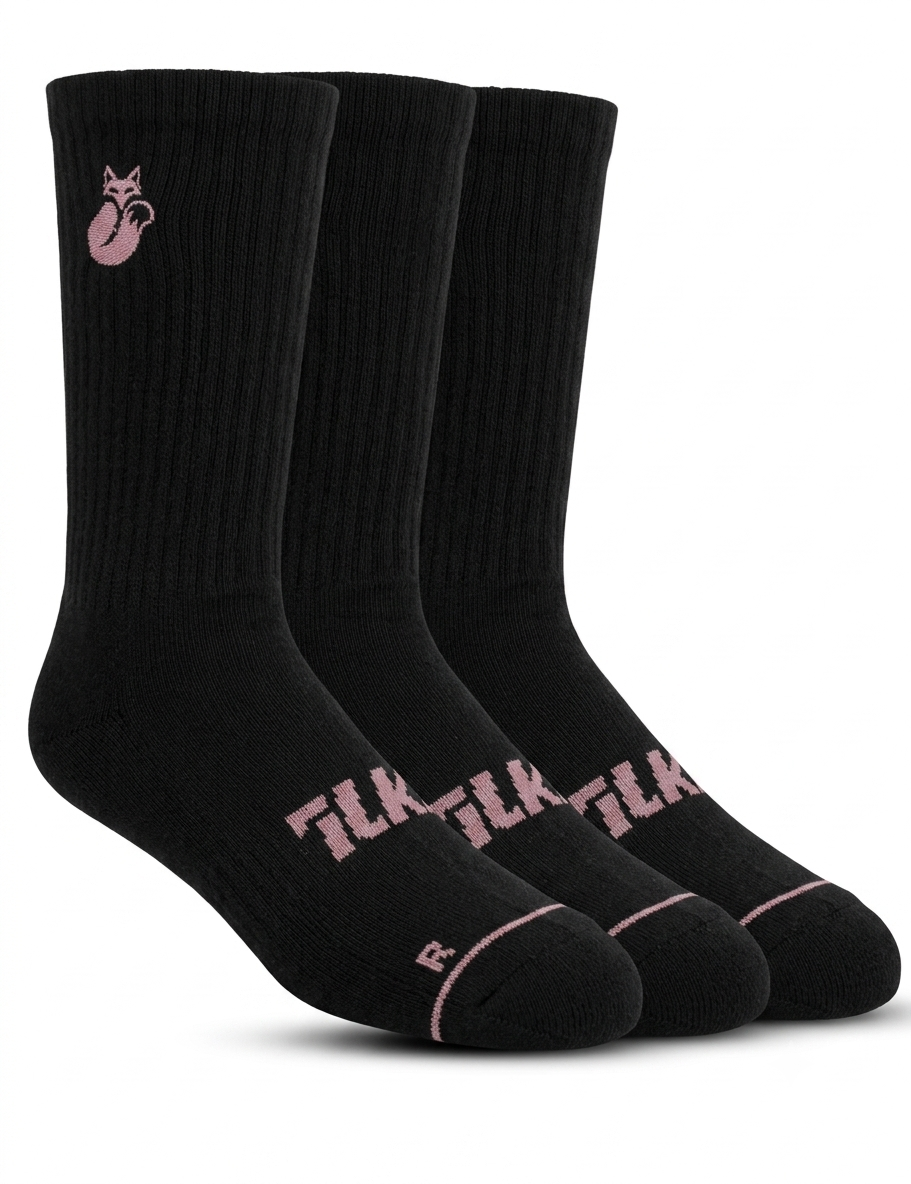 Tripack Calcetines Negro/Rosado 39-42